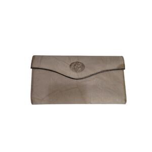 Buxton Taupe Top Grain Cowhide Leather Wallet Kiss Lock Coin Pocket